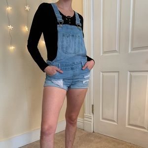 Denim Overall Shorts